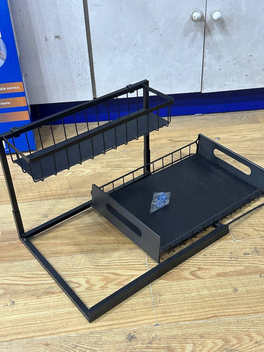 Organisateur Coulissant en Acier Inoxydable à 2 Niveaux Sous l'Évier