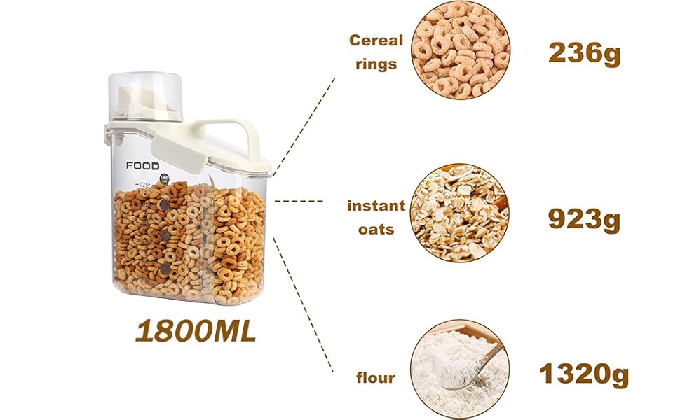 Récipients à céréales de 1,5 L hermétiques pour aliments secs