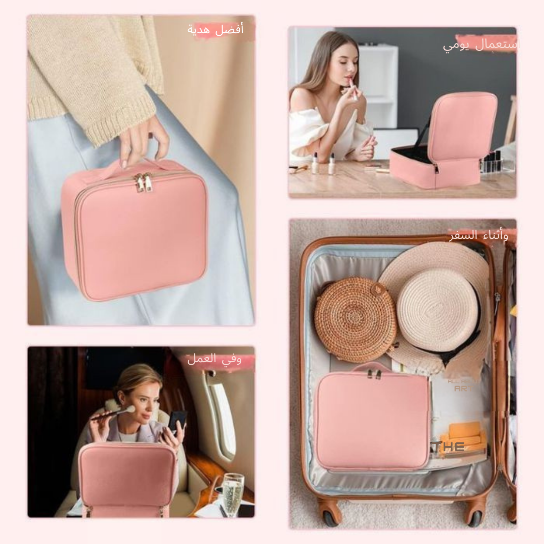 Trousse de Maquillage de Voyage avec Miroir LED
