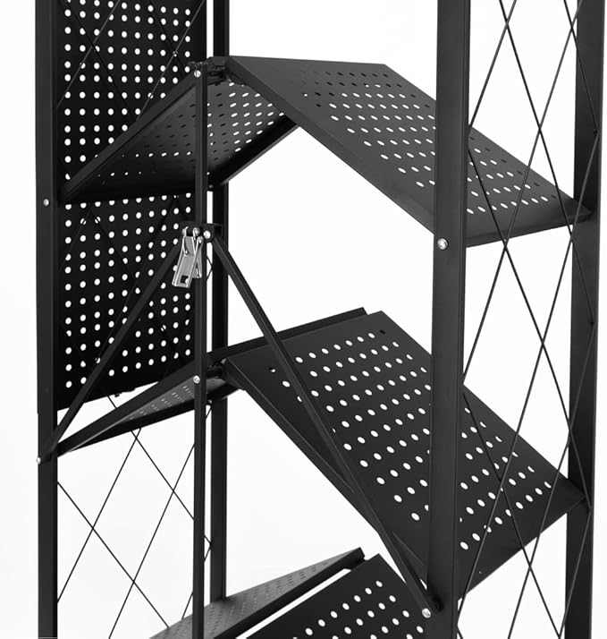 Étagère Pliable Multifonction 4 Niveaux En Métal Noir H127,5cm