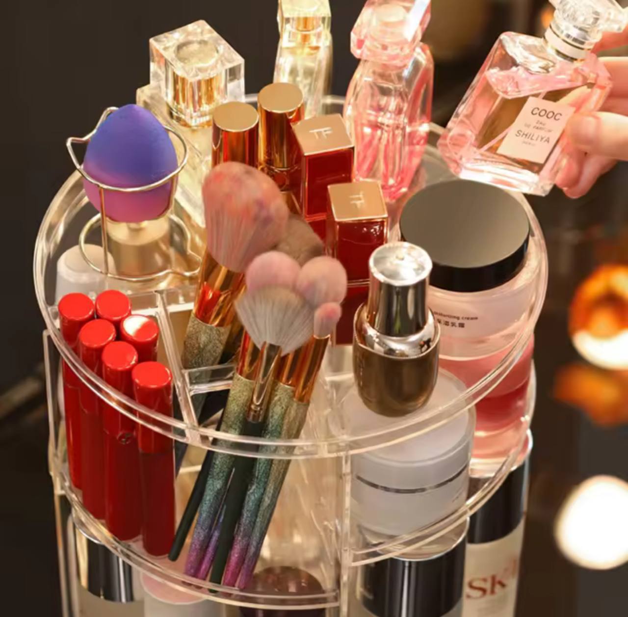 Boîte de rangement cosmétique rotative 360°